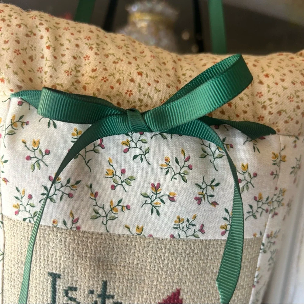 Handmade decor hang pillow Is it too late to be good? Cross-stitch Christmas